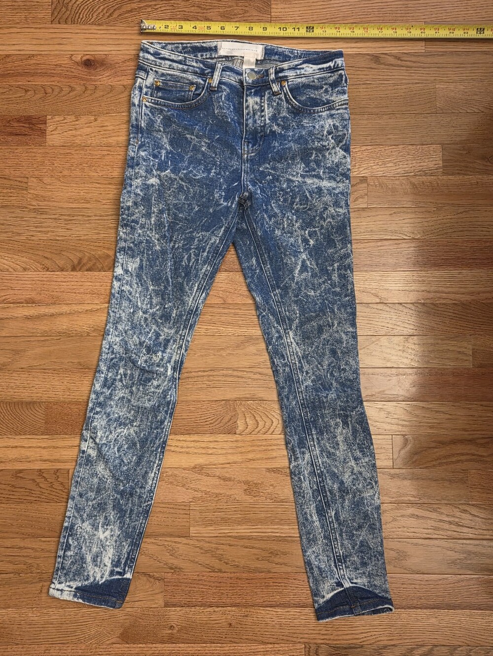 Victoria Beckham Blue Acid-Wash Women’s Skinny Jeans 26 as worn by HAILEY BIEBER - Picture 2 of 5